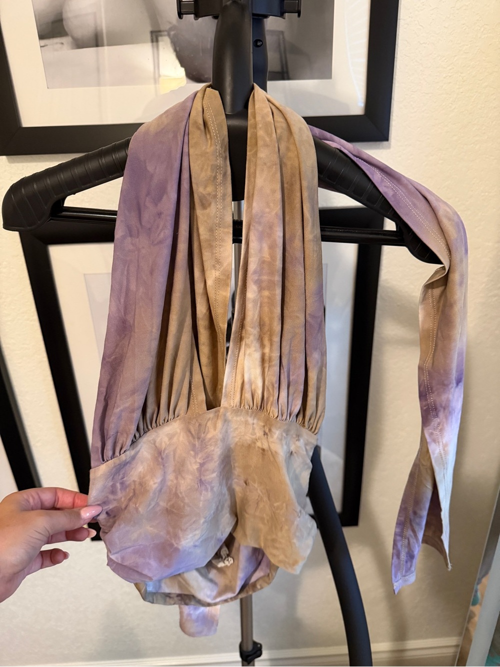 Nasty Gal Lavender and Beige Tie-Dye Halter Scarf Top